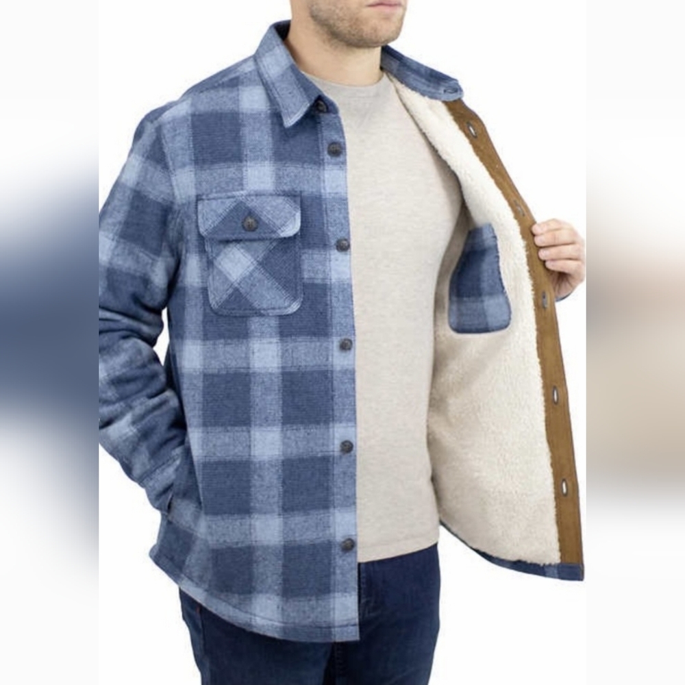 NWT Jachs Men’s Pile Fleece Lining, Shirt Jacket, Blue, Size XLarge